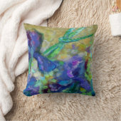 可逆性紫色アイリス、アクアトンボ絵画類 クッション (ブランケット)