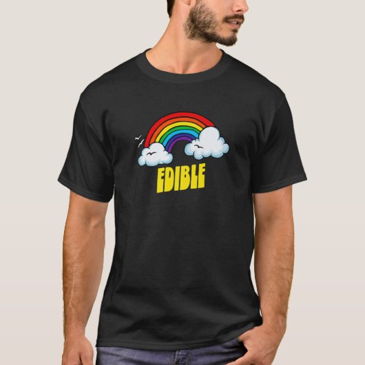 可食かわいい皮肉レトロヴィンテージ80's虹 tシャツ (正面)