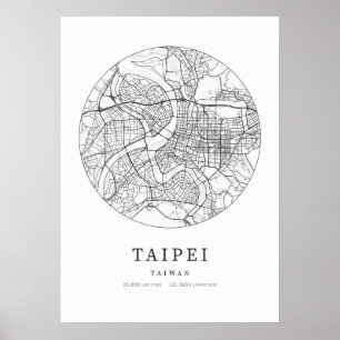 台北台湾市の地図 ポスター