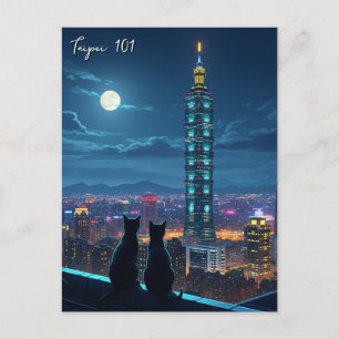 台北101匹の猫と夜 ポストカード