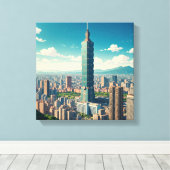 台北101台湾 キャンバスプリント (インサイチュ (ウッドフロア))