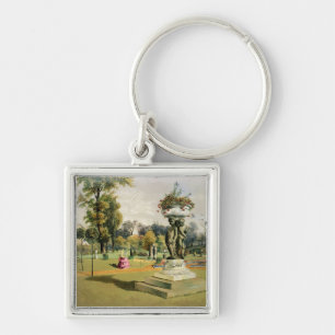 台地の庭、Woburnの大修道院(chromolitho) キーホルダー