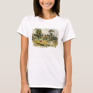 台地の庭、Woburnの大修道院(chromolitho) Tシャツ