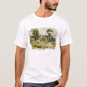 台地の庭、Woburnの大修道院(chromolitho) Tシャツ