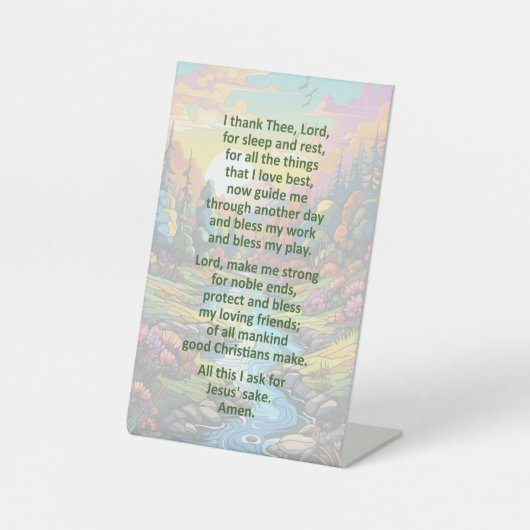 台座に描かれた子どもの朝の祈りの言葉 台座サイン (正面)