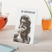 台座のサイン, 4" X 6"神の威厳のある胸像 – Zeus I 台座サイン (インサイチュ)