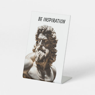 台座のサイン， 4" X 6"神の威厳のある胸像 – Zeus I 台座サイン