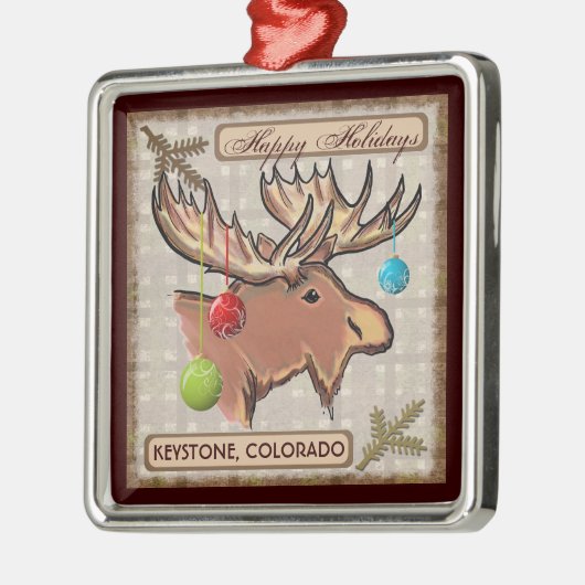 台形コロラド州のアメリカヘラジカの芸術のクリスマスのオーナメント メタルオーナメント (左)