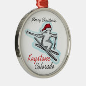 台形コロラド州サンタの帽子のスキーヤーのオーナメント メタルオーナメント (右)