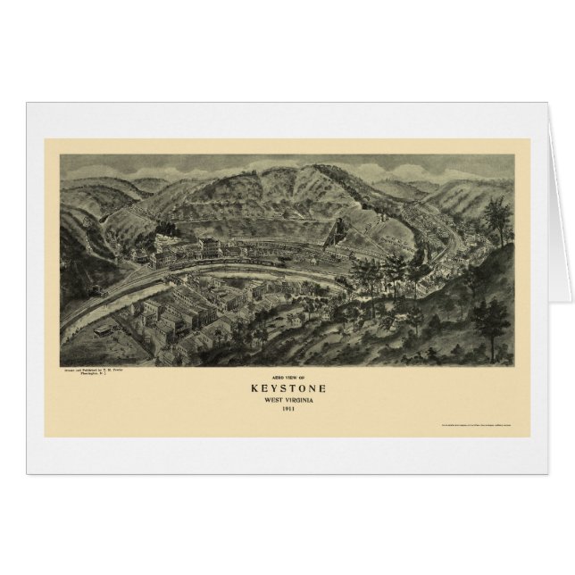 台形、WVのパノラマ式の地図- 1911年 (正面横)