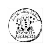 台所からのジンジャーブレッドマンのクリスマスの食糧の ラバースタンプ (インプリント)