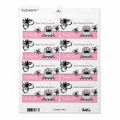 台所からのレトロのストーブのピンクの台所の… ラベル (フルシート)