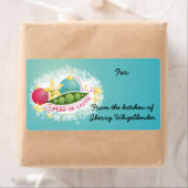 台所からの地球のクリスマスの食糧のエンドウ豆の ラベル (インサイチュ)