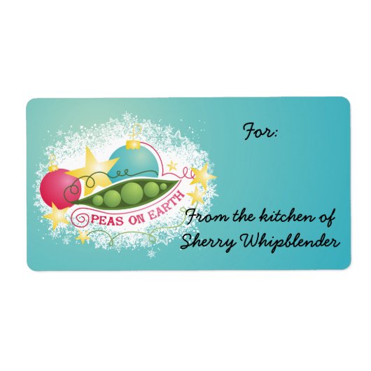 台所からの地球のクリスマスの食糧のエンドウ豆の ラベル (正面)