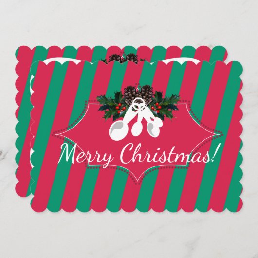 台所からクリスマスのスプーンを測定する シーズンカード (正面/裏面)