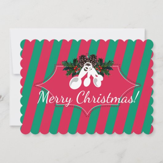 台所からクリスマスのスプーンを測定する シーズンカード (正面)