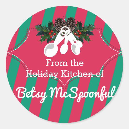 台所からクリスマスのスプーンを測定する ラウンドシール (正面)