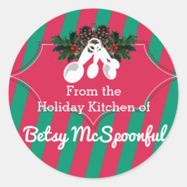 台所からクリスマスのスプーンを測定する ラウンドシール