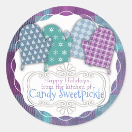 台所からクリスマスをミトンにした格子状のオーブン ラウンドシール