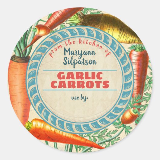 台所からパーソナライズされたのニンジン缶詰 ラウンドシール (正面)