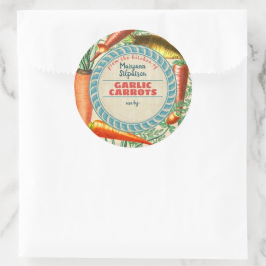 台所からパーソナライズされたのニンジン缶詰 ラウンドシール (バッグ)