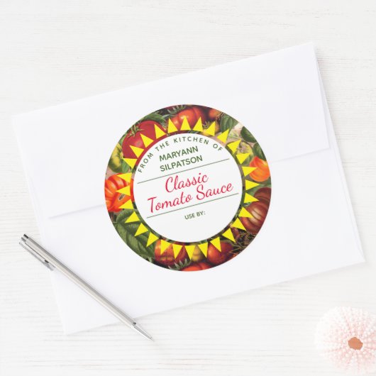 台所からパーソナライズされたトマトを缶詰にする ラウンドシール (封筒)
