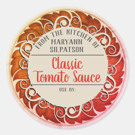 台所からパーソナライズされたトマトを缶詰にする ラウンドシール (正面)