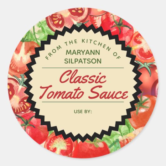 台所からパーソナライズされたトマトを缶詰にする ラウンドシール (正面)