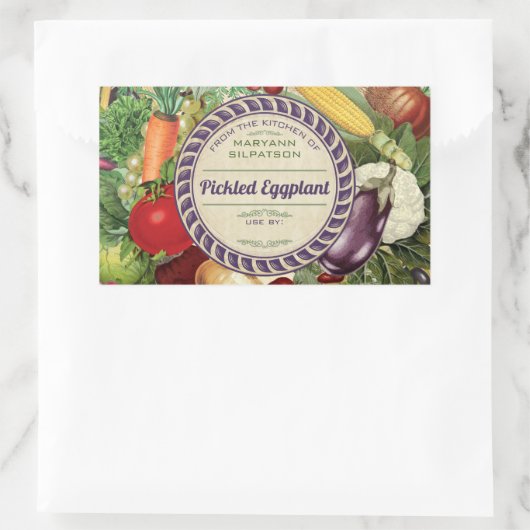 台所からパーソナライズされた野菜を缶詰にする 長方形シール (バッグ)