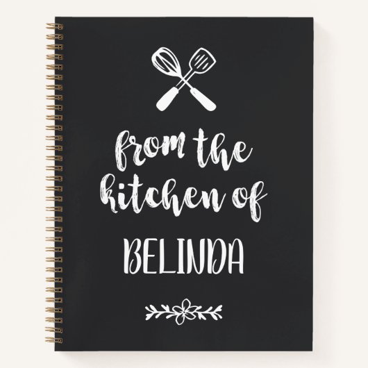 台所から出る艶消しの黒い泡立てヘラ ノートブック (正面)