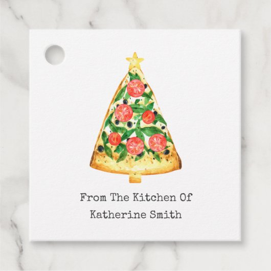台所から来るクリスマスツリーのピザのスライス フェイバータグ (正面)