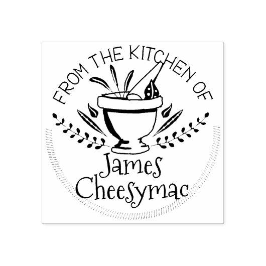 台所から薬草を食べる臼の杵 ラバースタンプ (インプリント)