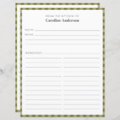 台所から |オリーブグリーンプレイドレシピインサート (正面/裏面)