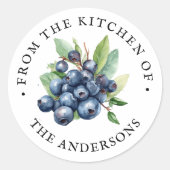 台所から |ブルーベリーの水彩 ラウンドシール (正面)