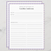 台所から |薄紫プレイドレシピページ (正面/裏面)