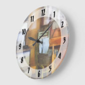 台所での洗濯物干し ラージ壁時計 (傾斜)