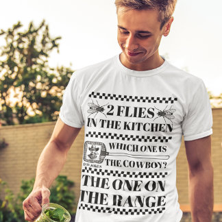 「台所で2羽のハエ」笑わされるパパジョーク Tシャツ