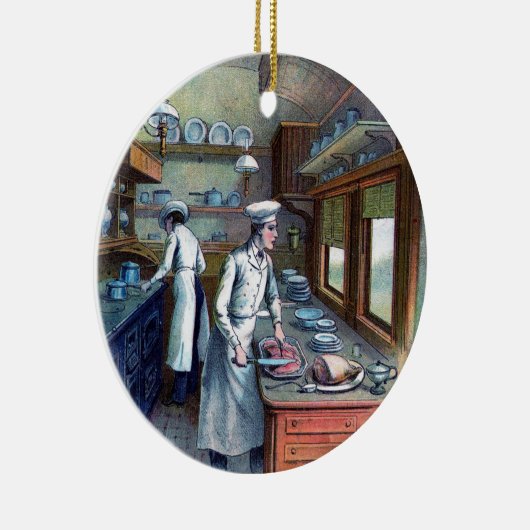 台所のシェフの料理-ヴィンテージ-オーナメント セラミックオーナメント (右)