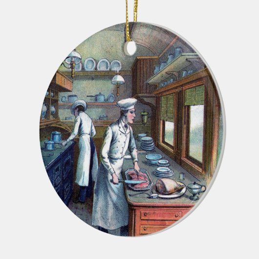 台所のシェフの料理-ヴィンテージ-オーナメント セラミックオーナメント (左)