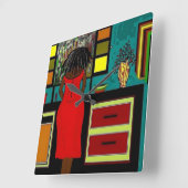 「台所の女性」の時計 スクエア壁時計 (傾斜)