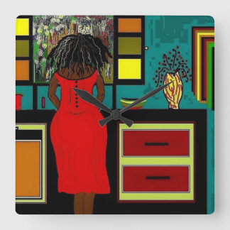 「台所の女性」の時計 スクエア壁時計