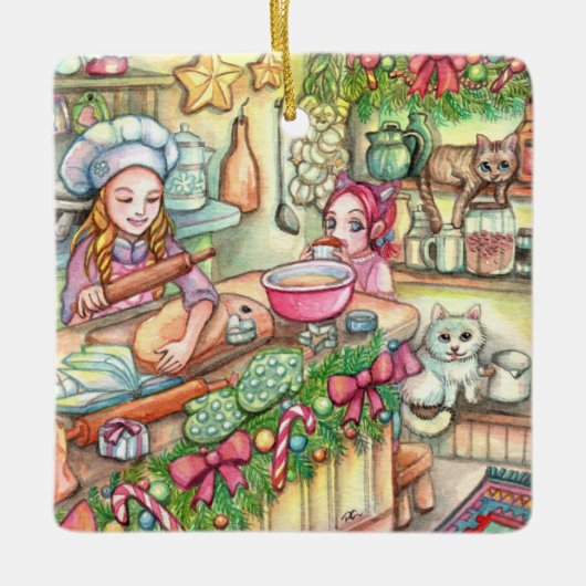 台所の小型シェフ セラミックオーナメント (正面)