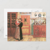 台所の母そしてベビー ポストカード (正面/裏面)