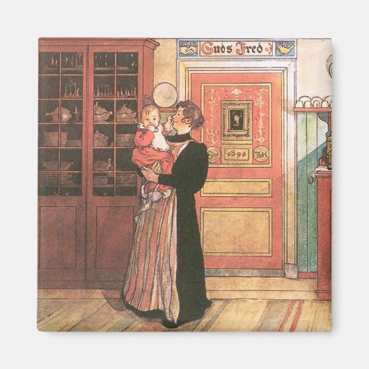 台所の母とベビー マグネット (正面)