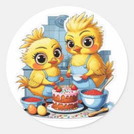 台所の母と娘 ラウンドシール