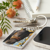 台所の窓から見ている奇妙な馬 キーホルダー (正面右)