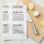 台所ふきんの生地のテーマのフォント2017のカレンダー キッチンタオル (四つ折り)