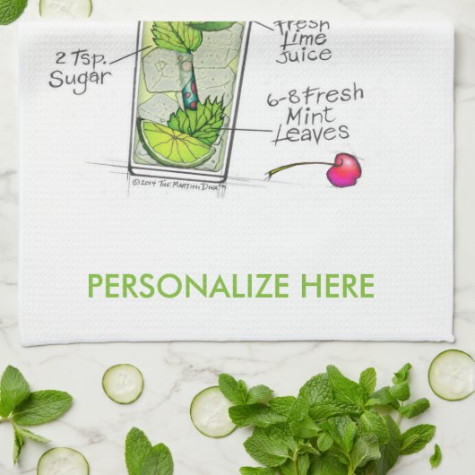 台所またはバータオル- MOJITOのレシピのカクテルの芸術 キッチンタオル (折り畳み)
