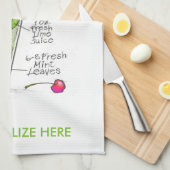 台所またはバータオル- MOJITOのレシピのカクテルの芸術 キッチンタオル (四つ折り)