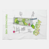 台所またはバータオル- MOJITOのレシピのカクテルの芸術 キッチンタオル (横)